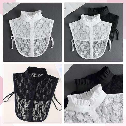 MAYJOYDIY Lady Shirt False Lace Collar Lace Half Shirt Blouse Collar Waveselvedge Neckline False Faux Collar in Saudi Arabia