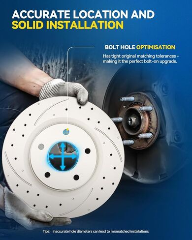 PHILTOP 10.9 inch(277.9 mm) Front Drilled and Slotted Disc Brake Rotors + Ceramic Pads Kit Compatible with 3, 6-PC Set in Saudi Arabia