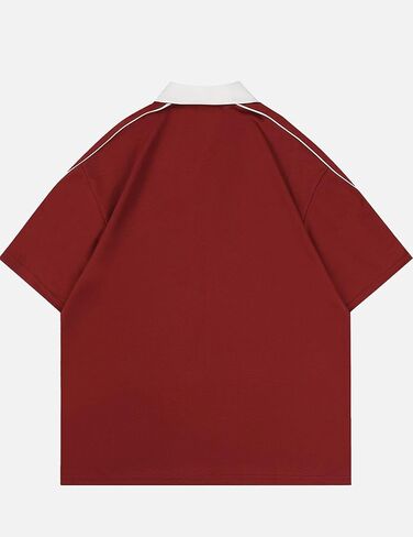 تيشيرت بولو Aelfric Eden Vintage Patchwork Polo بأكمام قصيرة وأزرار سفلية كبيرة الحجم in Kuwait