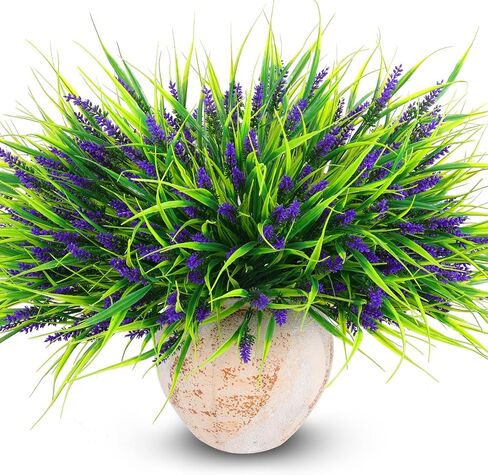 Artificial Outdoor Flowers Lavender Fake Outdoor Plants Monkey Grass with Purple Flowers for Pot Decor for Window Garden Patio Hanging Planter Pathway Front Porch (22, Purple) in Kuwait