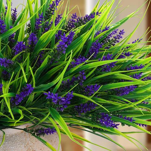 Artificial Outdoor Flowers Lavender Fake Outdoor Plants Monkey Grass with Purple Flowers for Pot Decor for Window Garden Patio Hanging Planter Pathway Front Porch (22, Purple) in Kuwait
