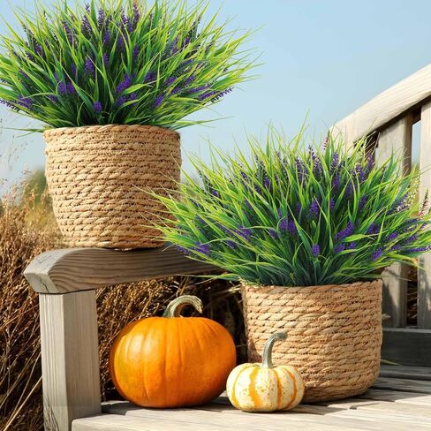 Artificial Outdoor Flowers Lavender Fake Outdoor Plants Monkey Grass with Purple Flowers for Pot Decor for Window Garden Patio Hanging Planter Pathway Front Porch (22, Purple) in Kuwait