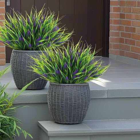 Artificial Outdoor Flowers Lavender Fake Outdoor Plants Monkey Grass with Purple Flowers for Pot Decor for Window Garden Patio Hanging Planter Pathway Front Porch (22, Purple) in Kuwait