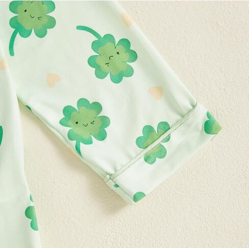 Toddler Boy Girl St Patricks Day Pajamas Set Cute Button Down Shamrock Print Shirt Long Pants Kids Sleepwear in Kuwait