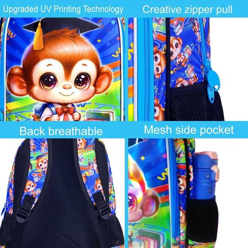 AGSDON 3PCS Backpack for Boys, Kids Elementary Bookbag with Lunch Box, Water Resistant School Backpacks for Kindergarten in Saudi Arabia
