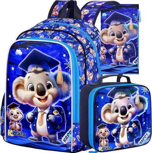 AGSDON 3PCS Backpack for Boys, Kids Elementary Bookbag with Lunch Box, Water Resistant School Backpacks for Kindergarten in Saudi Arabia