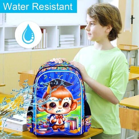 AGSDON 3PCS Backpack for Boys, Kids Elementary Bookbag with Lunch Box, Water Resistant School Backpacks for Kindergarten in Saudi Arabia