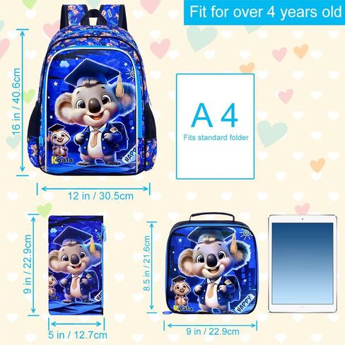 AGSDON 3PCS Backpack for Boys, Kids Elementary Bookbag with Lunch Box, Water Resistant School Backpacks for Kindergarten in Saudi Arabia