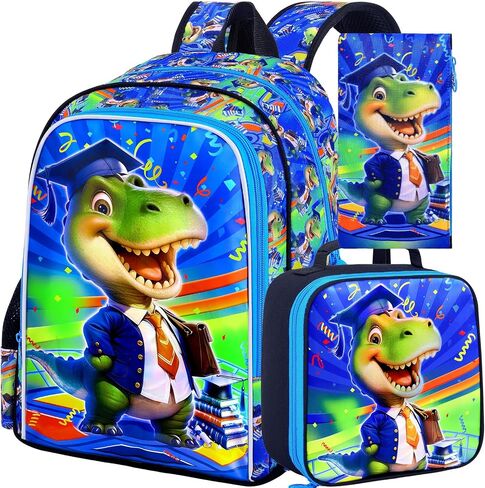 AGSDON 3PCS Backpack for Boys, Kids Elementary Bookbag with Lunch Box, Water Resistant School Backpacks for Kindergarten in Saudi Arabia