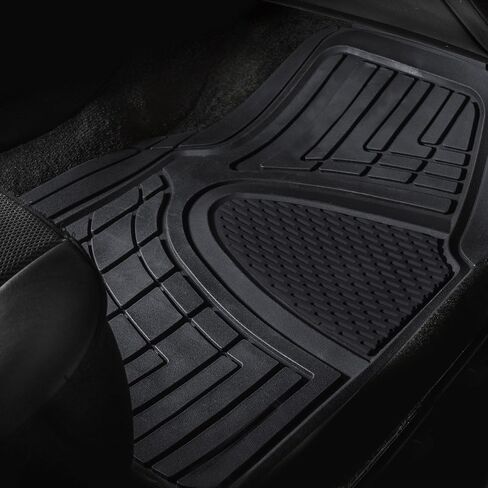 FH GROUP Car Seat Covers Premium Tall Channel Rubber Trimmable Floor Mats w. FH3001 Snake Pattern Silicone Steering Wheel Cover- Universal Fit for Trucks, SUVs, and Vans (Red/Black) F11311 in Saudi Arabia
