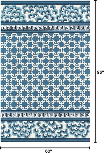 Madcap Cottage Under A Loggia Montserrat Area, Indoor Outdoor Rug, Navy, 2' X 3' in Saudi Arabia