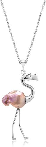 Freshwater Pearl Flamingo Necklace for Women with Baroque Pearl Choker Necklaces | 15mm Pearls | 18"+2.5" Extender | Love Wish Pearl Flamingo Jewelry for Women Girl in Saudi Arabia