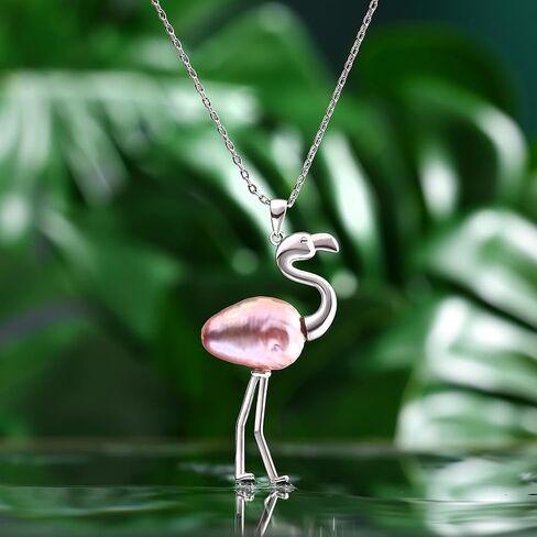 Freshwater Pearl Flamingo Necklace for Women with Baroque Pearl Choker Necklaces | 15mm Pearls | 18"+2.5" Extender | Love Wish Pearl Flamingo Jewelry for Women Girl in Saudi Arabia