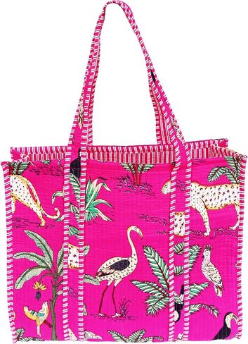 Rastogi Handicrafts Quilted Cotton Women Beautiful Printed Grocery Shopping Bag, Shoulder Bag, Tote Bag, Travel Bags in Saudi Arabia