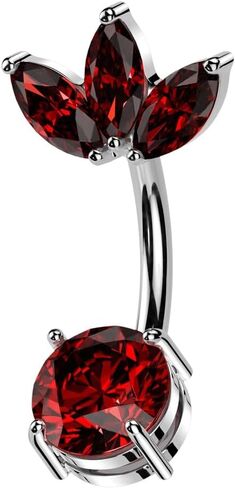 Pierced Owl 14GA 316L Stainless Steel CZ Crystal Marquise Fan Top Belly Button Ring in Kuwait