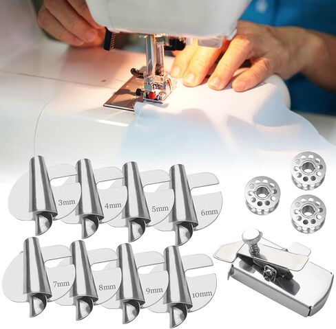Sewing Rolled Hemmer Foot, 8pcs Wide Rolled Hem Presser Foot-3-10mm 8 Sizes, Upgraded Hemming Machine Rolled Hem Pressure Foot, Seam Guide, Sewing Machine Sewing Accessories and Tools in Saudi Arabia