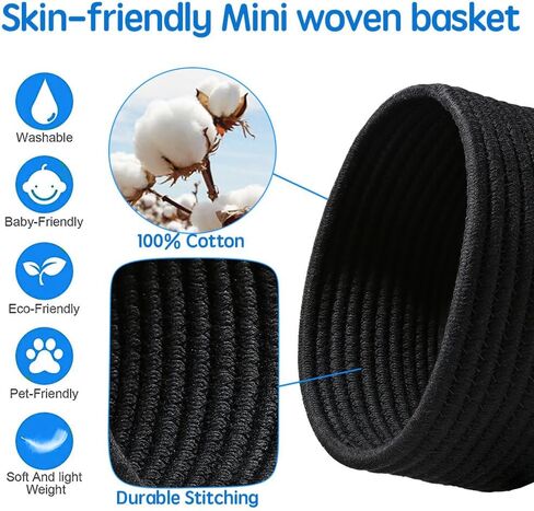 Hispqser Small Woven Baskets, Mini Basket for Storage Cotton Rope Baskets Set of 2 Little Decorative Cute Basket for Keys Desk Dog Cat Toy Kids Baby Mother's Day Gifts 7.48X7.48X3.54 inch (Orange) in Kuwait