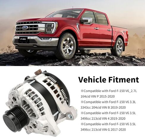 104210-6920 12V 225AMP المولد متوافق مع Ford F-150 V6 2.7L 3.3L 5.5L 2015-2020 يستبدل # 104210-6920 FL3Z-10300-FA FL3Z-10346-B FL3Z-10346-A in Kuwait