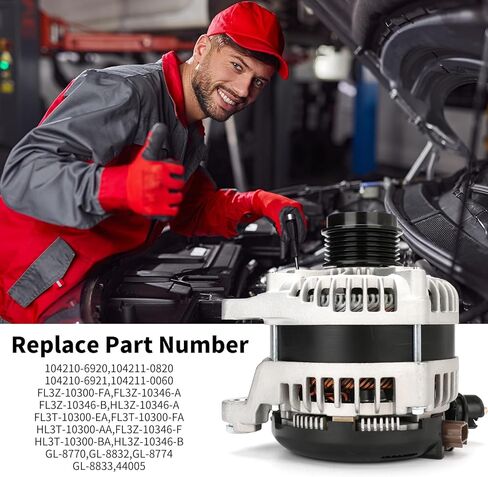 104210-6920 12V 225AMP المولد متوافق مع Ford F-150 V6 2.7L 3.3L 5.5L 2015-2020 يستبدل # 104210-6920 FL3Z-10300-FA FL3Z-10346-B FL3Z-10346-A in Kuwait