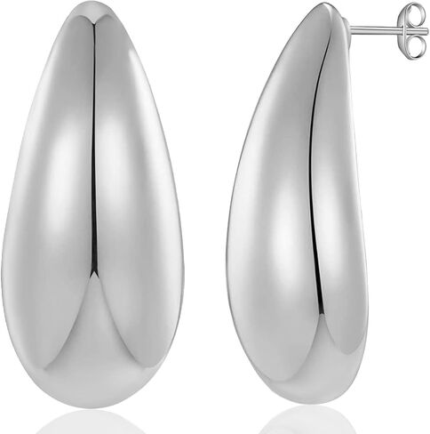 Chunky Gold Hoop Earrings for Women, Lightweight Teardrop Hoops Earrings with 18K Real Gold Plated, Hypoallergenic Earrings Waterdrop Hollow Open Jewelry for Women in Kuwait