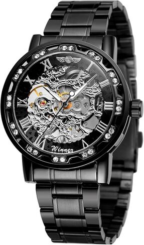 FORSINING Fashion Diamond Luminous Movement with Roman Number Mechanical Skeleton Wrist Watch in Saudi Arabia