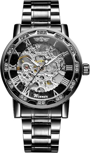 FORSINING Fashion Diamond Luminous Movement with Roman Number Mechanical Skeleton Wrist Watch in Saudi Arabia