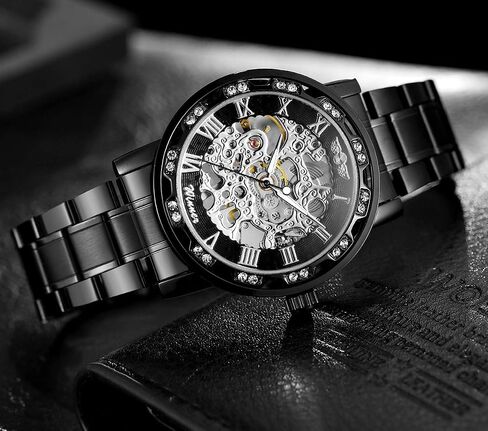 FORSINING Fashion Diamond Luminous Movement with Roman Number Mechanical Skeleton Wrist Watch in Saudi Arabia