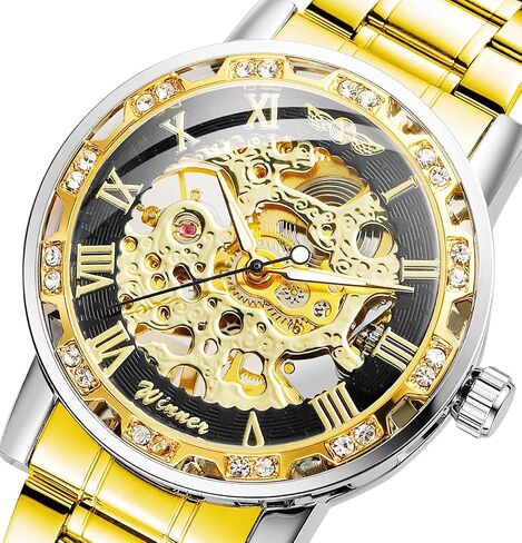 FORSINING Fashion Diamond Luminous Movement with Roman Number Mechanical Skeleton Wrist Watch in Saudi Arabia