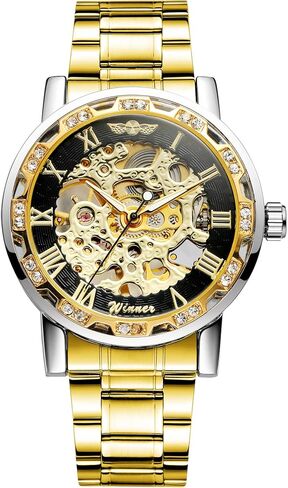 FORSINING Fashion Diamond Luminous Movement with Roman Number Mechanical Skeleton Wrist Watch in Saudi Arabia