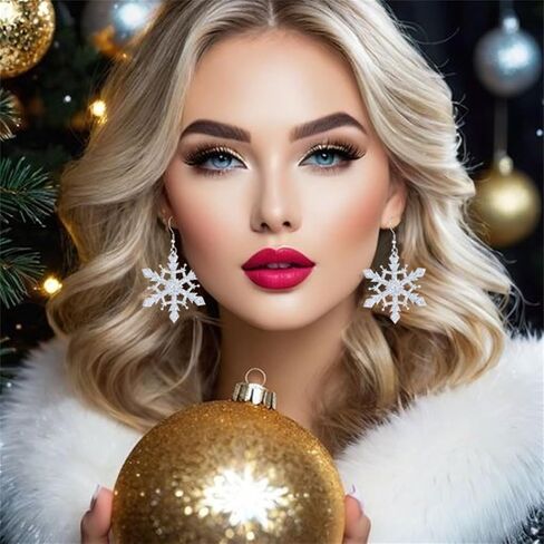 Christmas Earrings for Women Cute Sweet Reindeer Jingle Bell Bow Candy Cane Earrings Colourful Snowflake Christmas Tree Earrings Christmas Holiday Jewelry in Saudi Arabia