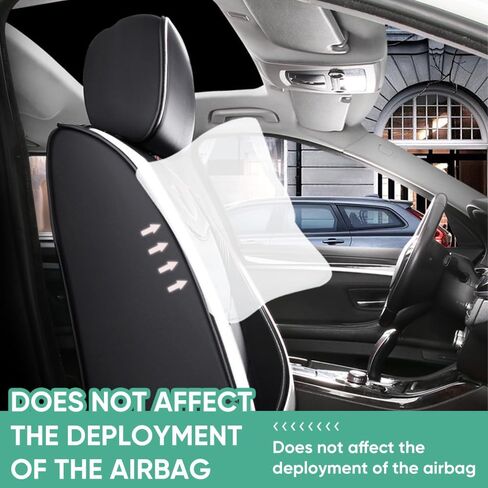 Car Seat Cover Full Set Car Seat Cover Waterproof and Anti Staining Car Seat Protector Leather Seat Cover Suitable for Most Cars' Fully Enclosed seat Covers (Black and White) in Saudi Arabia