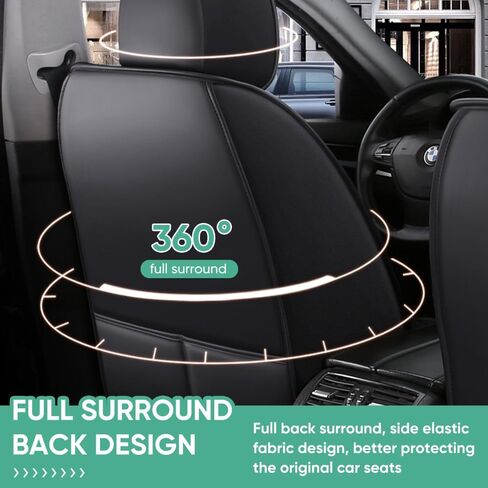 Car Seat Cover Full Set Car Seat Cover Waterproof and Anti Staining Car Seat Protector Leather Seat Cover Suitable for Most Cars' Fully Enclosed seat Covers (Black and White) in Saudi Arabia