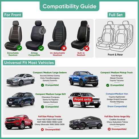 Car Seat Cover Full Set Car Seat Cover Waterproof and Anti Staining Car Seat Protector Leather Seat Cover Suitable for Most Cars' Fully Enclosed seat Covers (Black and White) in Saudi Arabia