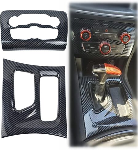 for Dodge Charger 2015-2023 Central Control Air Conditioning A/C and Gear Shift Panel Cover Trim 2pcs - Carbon Fiber in Saudi Arabia