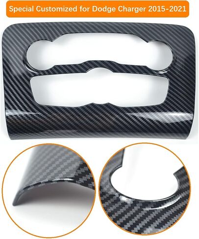 for Dodge Charger 2015-2023 Central Control Air Conditioning A/C and Gear Shift Panel Cover Trim 2pcs - Carbon Fiber in Saudi Arabia