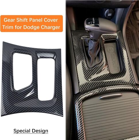 for Dodge Charger 2015-2023 Central Control Air Conditioning A/C and Gear Shift Panel Cover Trim 2pcs - Carbon Fiber in Saudi Arabia