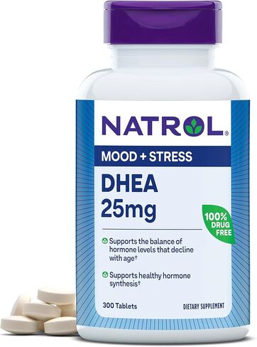 Natrol Mood & Stress DHEA 25mg With Calcium, Dietary Supplement for Balance of Certain Hormone Level and Mood Support, 300 Tablets, 300 Day Supply in Saudi Arabia