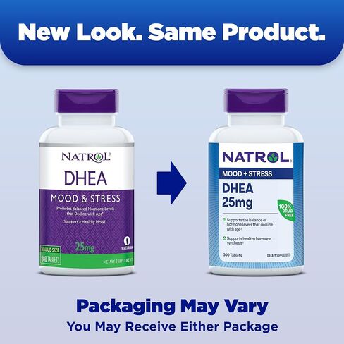 Natrol Mood & Stress DHEA 25mg With Calcium, Dietary Supplement for Balance of Certain Hormone Level and Mood Support, 300 Tablets, 300 Day Supply in Saudi Arabia