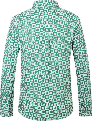 SSLR-Hawaiian-Shirts-for-Men-Dress Shirt Button Down Shirt Floral Long Sleeve in Kuwait