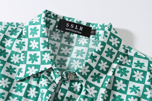 SSLR-Hawaiian-Shirts-for-Men-Dress Shirt Button Down Shirt Floral Long Sleeve in Kuwait