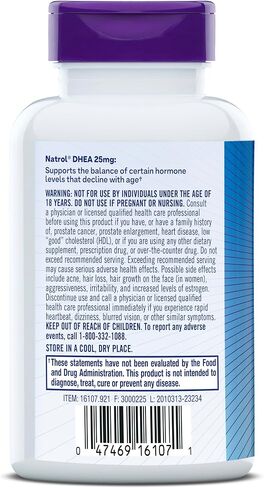 Natrol Mood & Stress DHEA 25mg With Calcium, Dietary Supplement for Balance of Certain Hormone Level and Mood Support, 300 Tablets, 300 Day Supply in Saudi Arabia