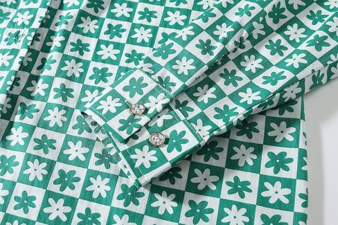 SSLR-Hawaiian-Shirts-for-Men-Dress Shirt Button Down Shirt Floral Long Sleeve in Kuwait