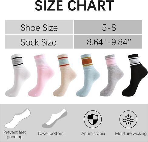Women's Premium Moisture Transferring Crew Socks, Suitable for Casual Sports, Soft and Comfortable(6-10 Pairs) in Saudi Arabia