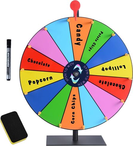 12 Inch Spin Wheel Prize Wheel with 12 Slots,Heavy Duty Base and Stand,Ideal for Carnival Events Home Parties and Tradeshows Engaging Spinning Wheel for Prizes Wheel of Fortune Spin The Wheel in Saudi Arabia