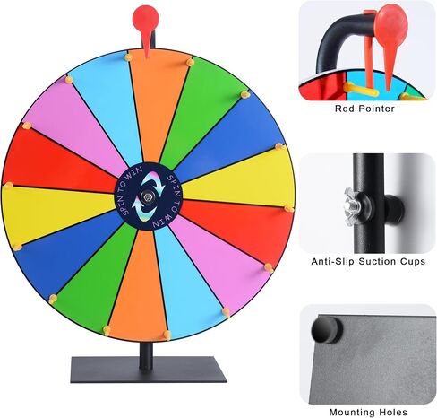 12 Inch Spin Wheel Prize Wheel with 12 Slots,Heavy Duty Base and Stand,Ideal for Carnival Events Home Parties and Tradeshows Engaging Spinning Wheel for Prizes Wheel of Fortune Spin The Wheel in Saudi Arabia