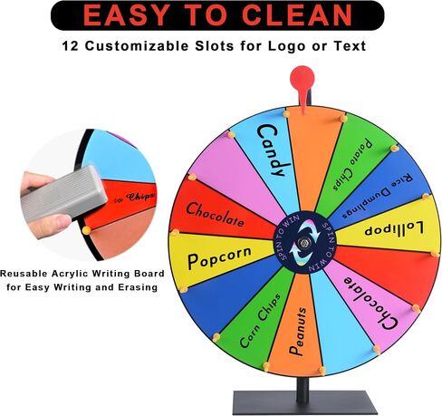 12 Inch Spin Wheel Prize Wheel with 12 Slots,Heavy Duty Base and Stand,Ideal for Carnival Events Home Parties and Tradeshows Engaging Spinning Wheel for Prizes Wheel of Fortune Spin The Wheel in Saudi Arabia