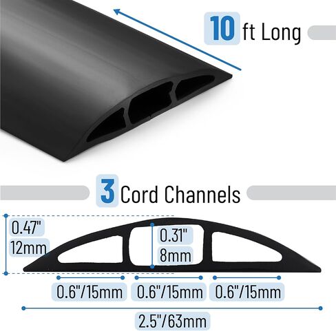 Bates- Floor Cord Cover, 8ft Cable Cover, Brown Extension Cord Cover Floor, Cord Protector, Floor Cable Cover, Cord Hider Floor, Cable Cover Floor, Cable Floor Cover, Cable Covers for Cords in Kuwait