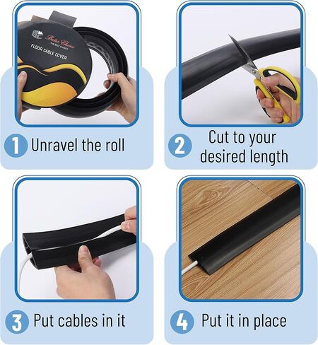 Bates- Floor Cord Cover, 8ft Cable Cover, Brown Extension Cord Cover Floor, Cord Protector, Floor Cable Cover, Cord Hider Floor, Cable Cover Floor, Cable Floor Cover, Cable Covers for Cords in Kuwait