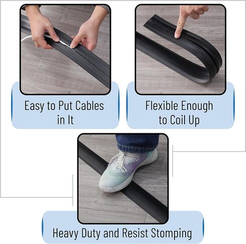 Bates- Floor Cord Cover, 8ft Cable Cover, Brown Extension Cord Cover Floor, Cord Protector, Floor Cable Cover, Cord Hider Floor, Cable Cover Floor, Cable Floor Cover, Cable Covers for Cords in Kuwait