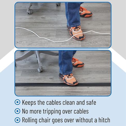 Bates- Floor Cord Cover, 8ft Cable Cover, Brown Extension Cord Cover Floor, Cord Protector, Floor Cable Cover, Cord Hider Floor, Cable Cover Floor, Cable Floor Cover, Cable Covers for Cords in Kuwait